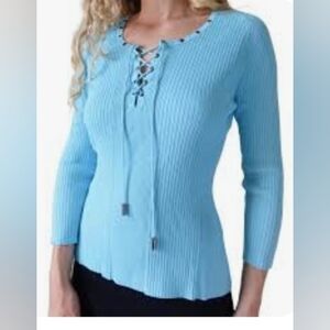Cache Light Blue‎ Long Sleeve Top